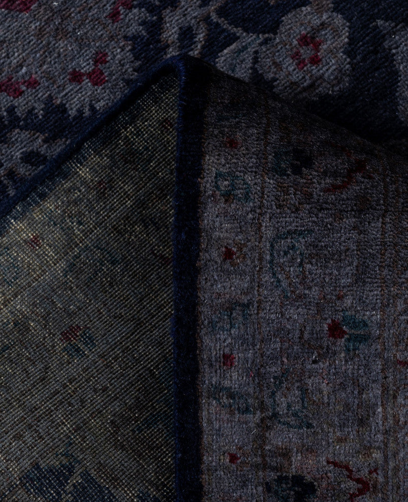 Overdyed One-of-a-Kind Hand-Knotted Area Rug Navy, 2' 6" x 10' 1"