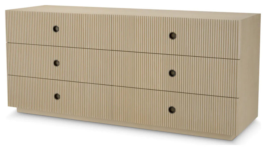 Ribbed Wood 6-Drawer Chest, Eichholtz Dimitrios, Brown