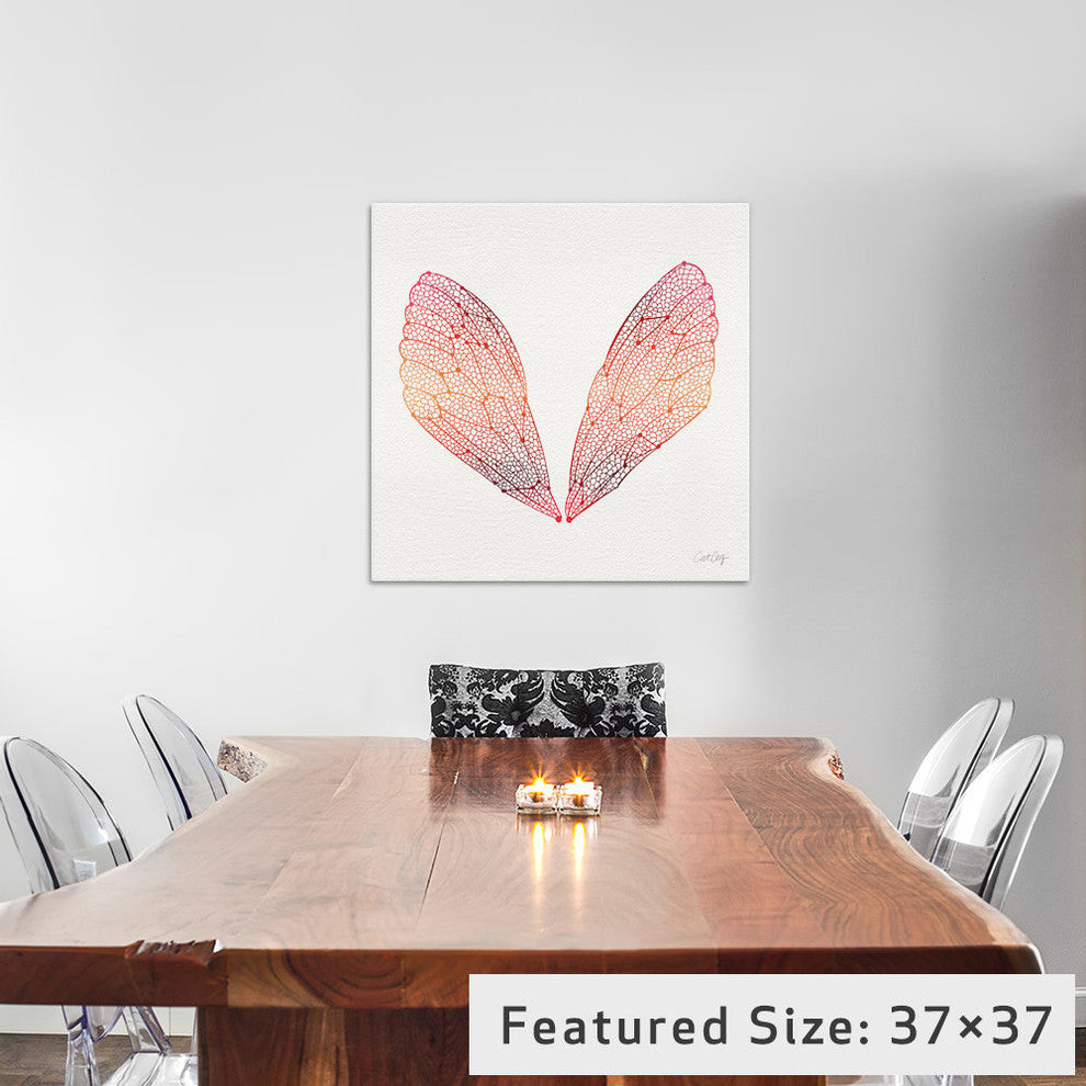 "Cicada Wings Pink Orange Artprint" by Cat Coquillette, 12x12x1.5