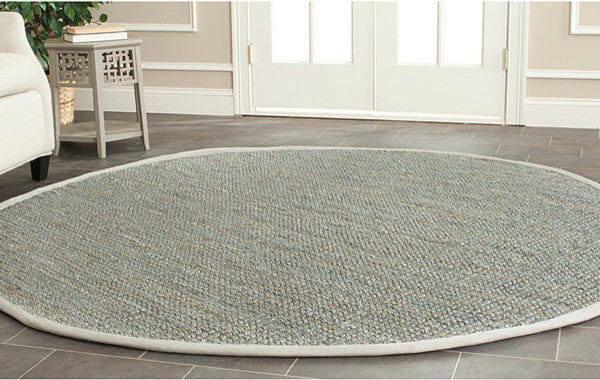 Safavieh Natural Fiber Nf730B Solid Color Rug, Grey, 9'0" X 9'0"
