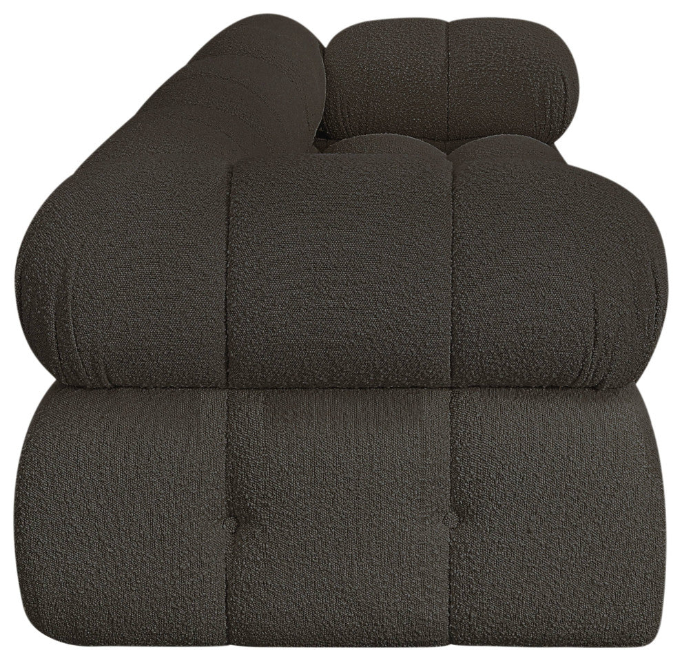 Ames Boucle Fabric Modular Sofa, Brown, 3-Piece: 1 Armless Chair, 2 Corner Chair