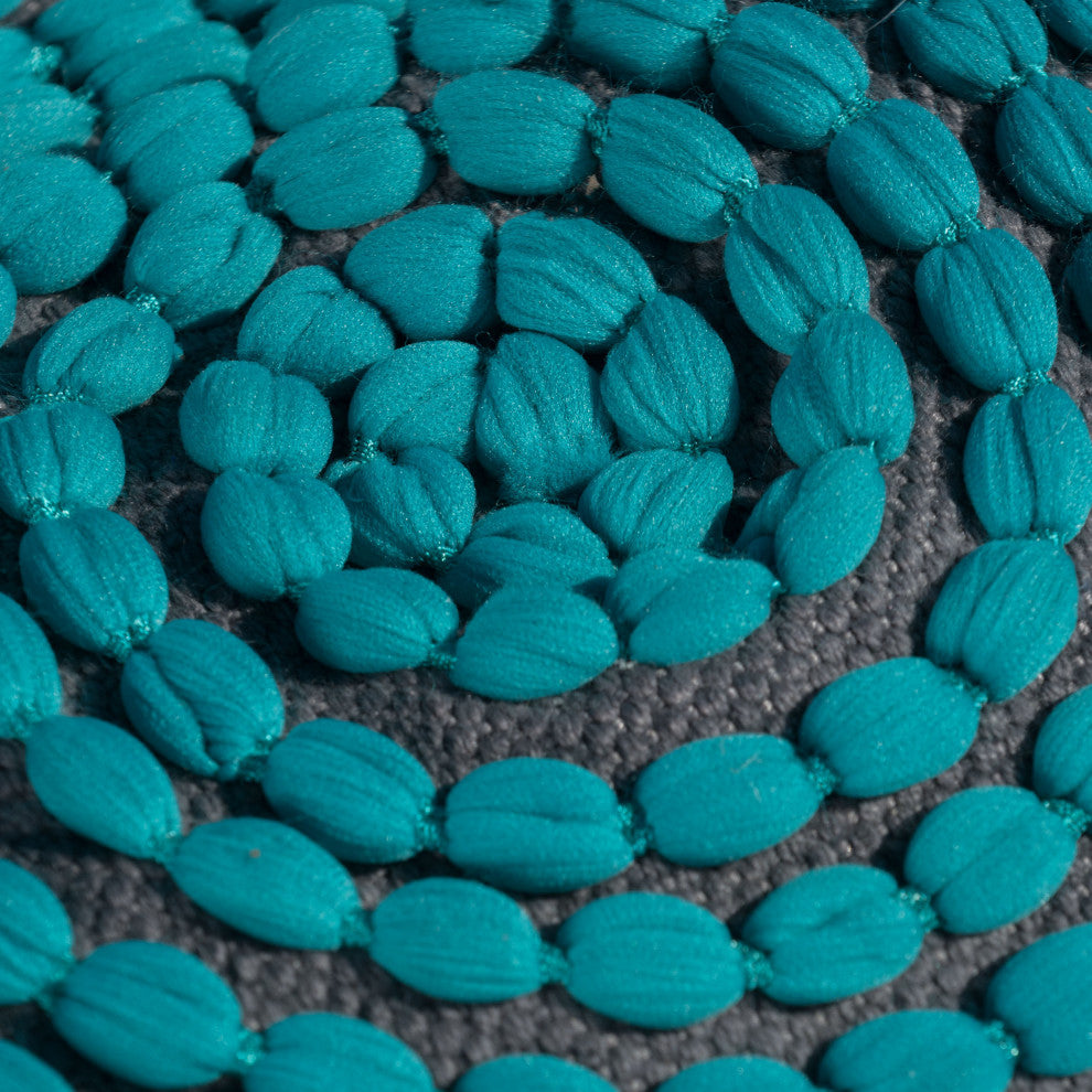 GDF Studio Collier Outdoor Handcrafted Cylinder Pouf Ottoman, Turquoise