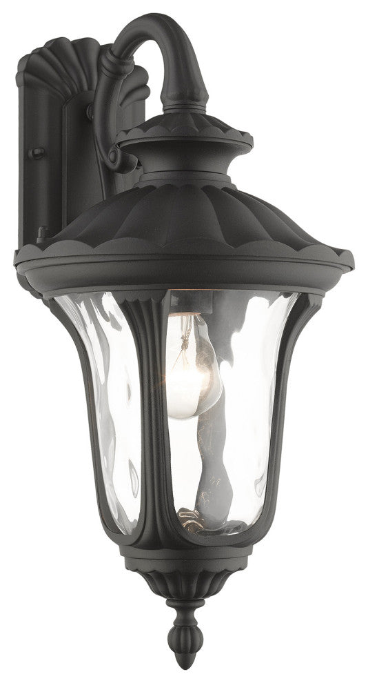 Textured Black Traditional, Victorian, Sculptural, Outdoor Wall Lantern