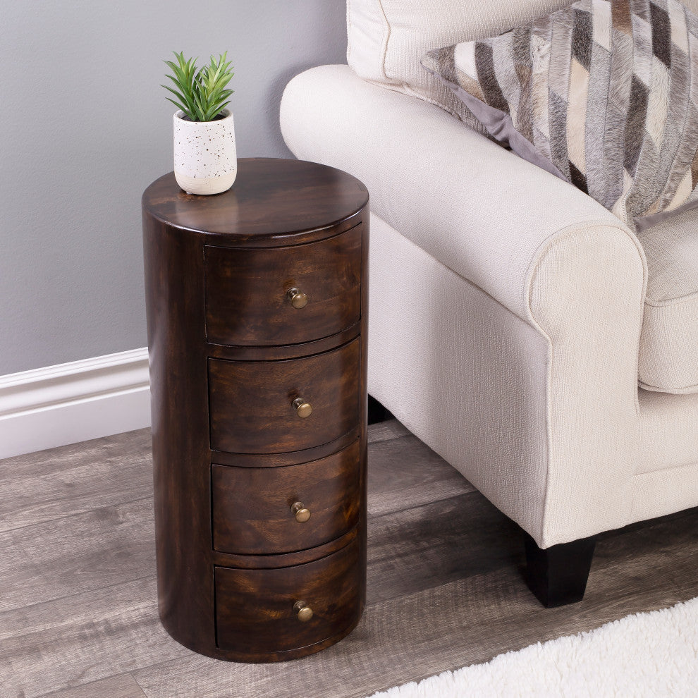 Butler Liam Wood End Table With Storage, Dark Brown