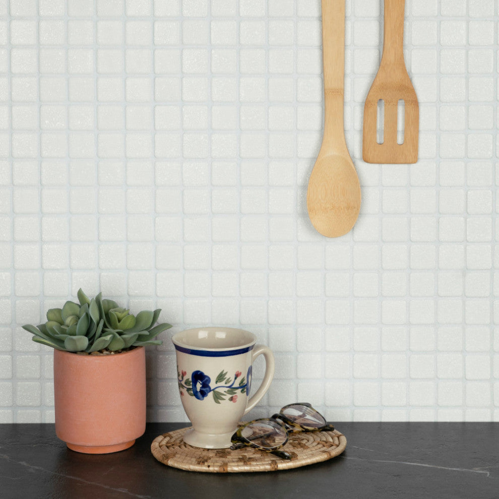 Crystalline Square White Porcelain Floor and Wall Tile