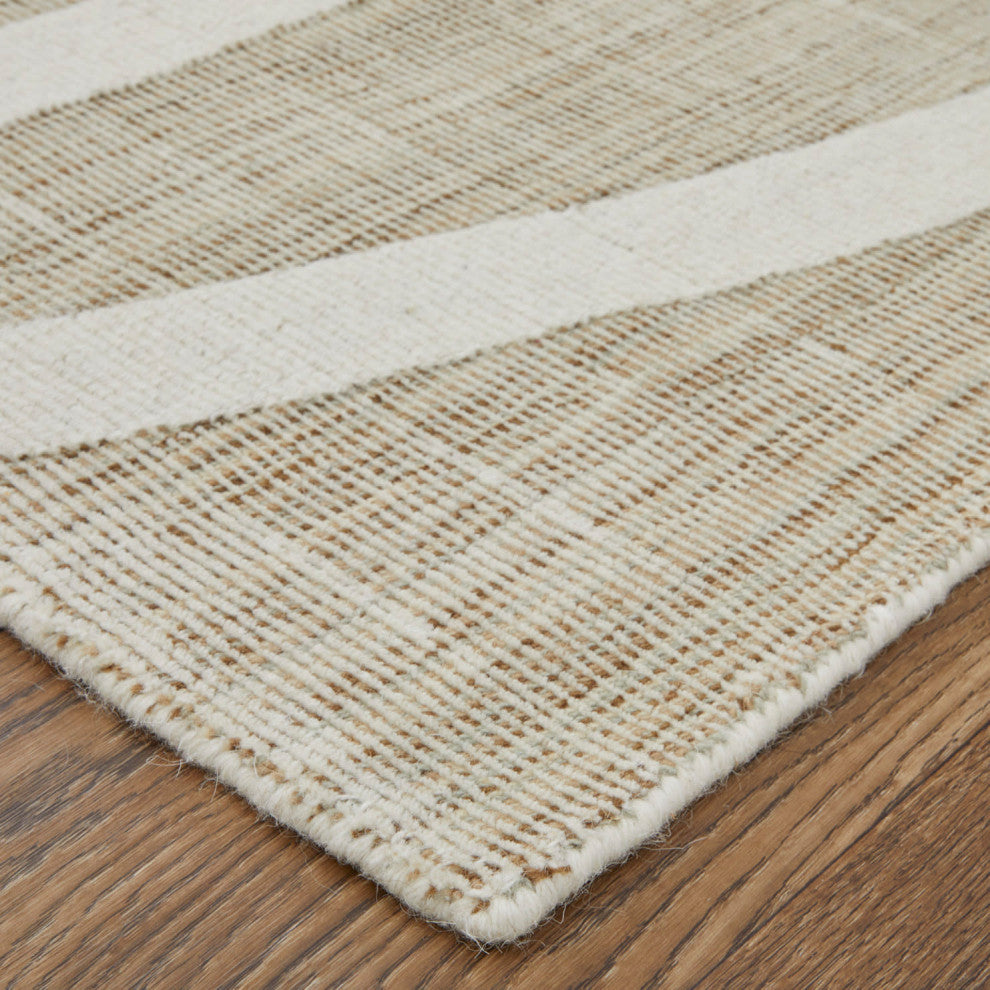 Peconic T8009 Modern/Industrial/Casual Area Rug, Tan/Ivory, 10'x14'