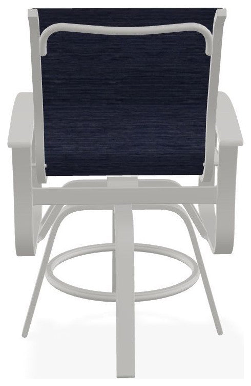 Belle Isle Sling Balcony Height Outdoor Swivel Chair, Collect Indigo/Snow
