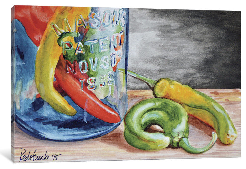 "1858 Chili Peppers" by Jennifer Redstreake, 18x12x1.5