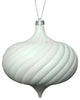 Swirl Shatterproof Onion Christmas Ornaments, Shiny Winter White, Set of 4