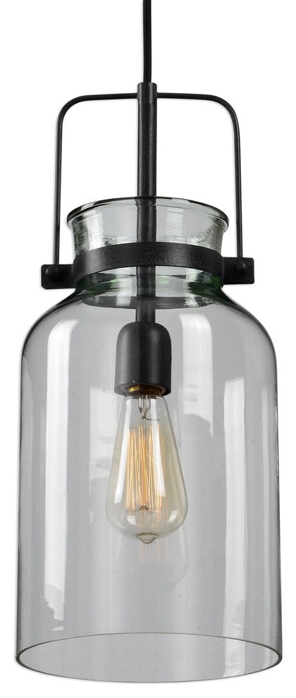 Clear Glass Bottle Shape 1 Light Pendant Vintage Style Farmhouse Classic Urban