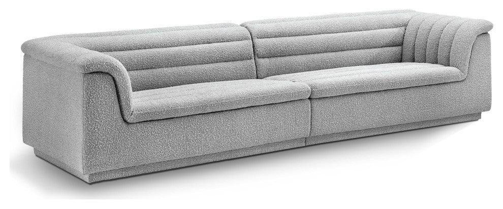 Cascade Upholstered Modular Sofa, Grey, Boucle Fabric, Straight Sofa