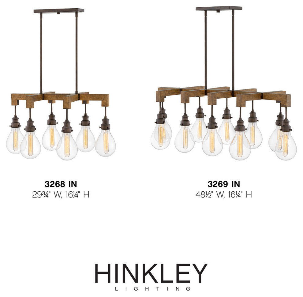 Hinkley Denton Six Light Linear Chandelier 3268IN