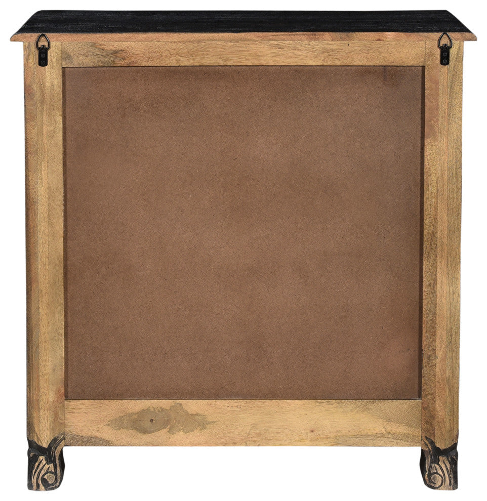 Delaney 3 Drawer Carved Nightstand, Distressed Black