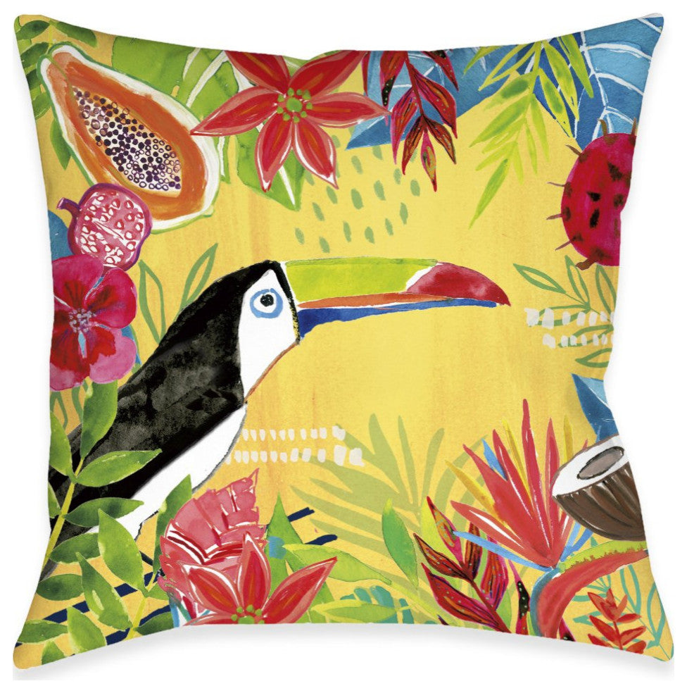 Laural Home Tutti Fruity Toucan 18" X 18" Indoor Decorative Pillow