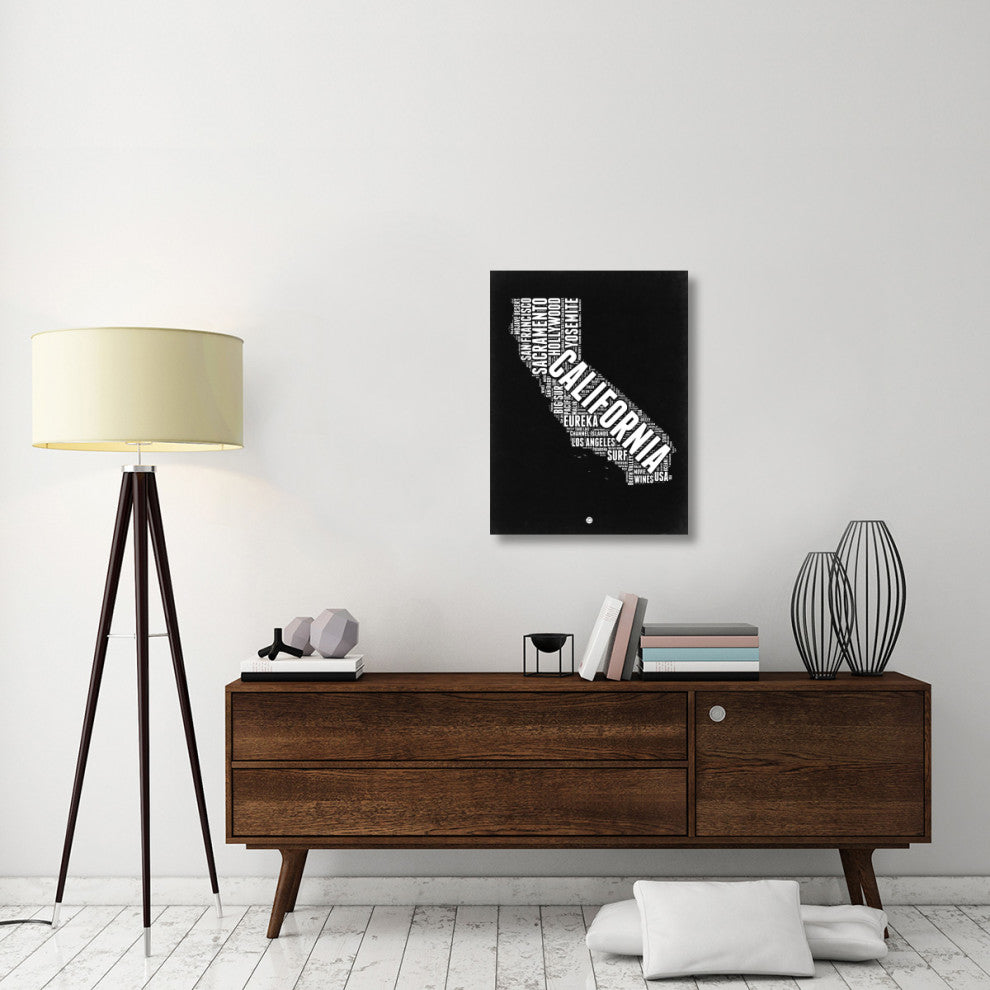 "California Black and White Map" Fine Art Print
