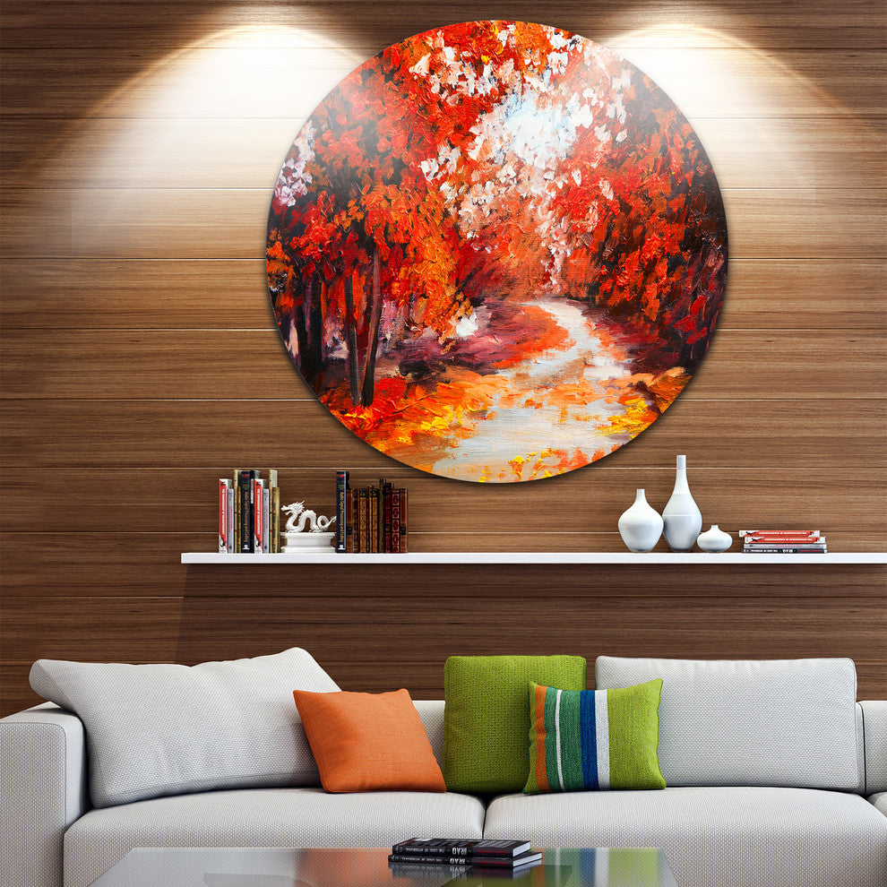 Forest In The Fall, Landscape Round Wall Art, 23"