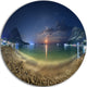 Beach With Lunar Path, Seashore Photography Round Metal Wall Art, 23"
