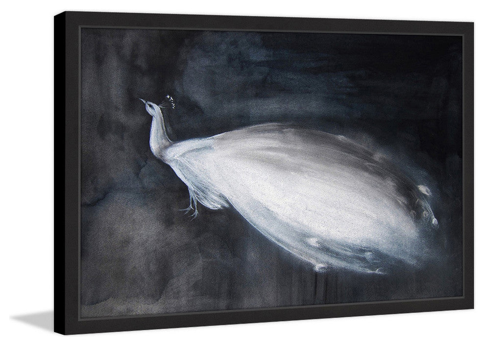 Marmont Hill, "White Peacock" by Christine Lindstrom Framed Painting, 36x24