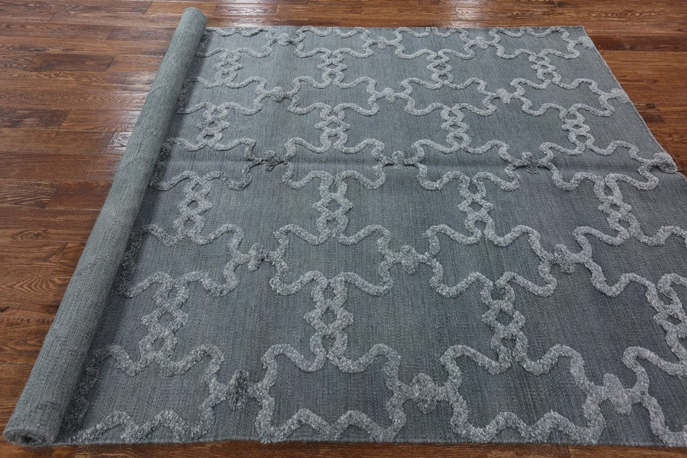 Handmade Modern Moroccan Hand-Knotted Oriental Wool Rug, 6'x9'