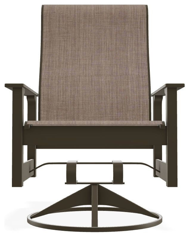 Leeward Sling Outdoor Swivel Rocker, Augustine Fennel/Beachwood