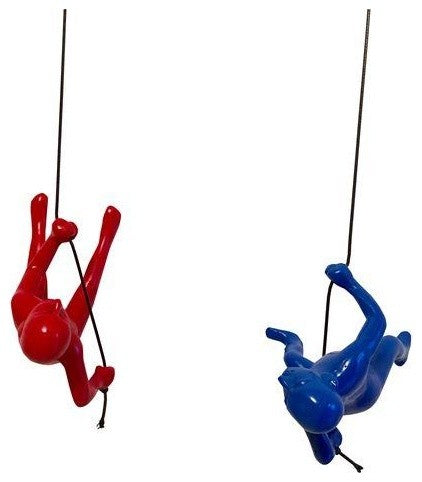 Climbing Man Wall Art Position Blue , Red 2-Pieces