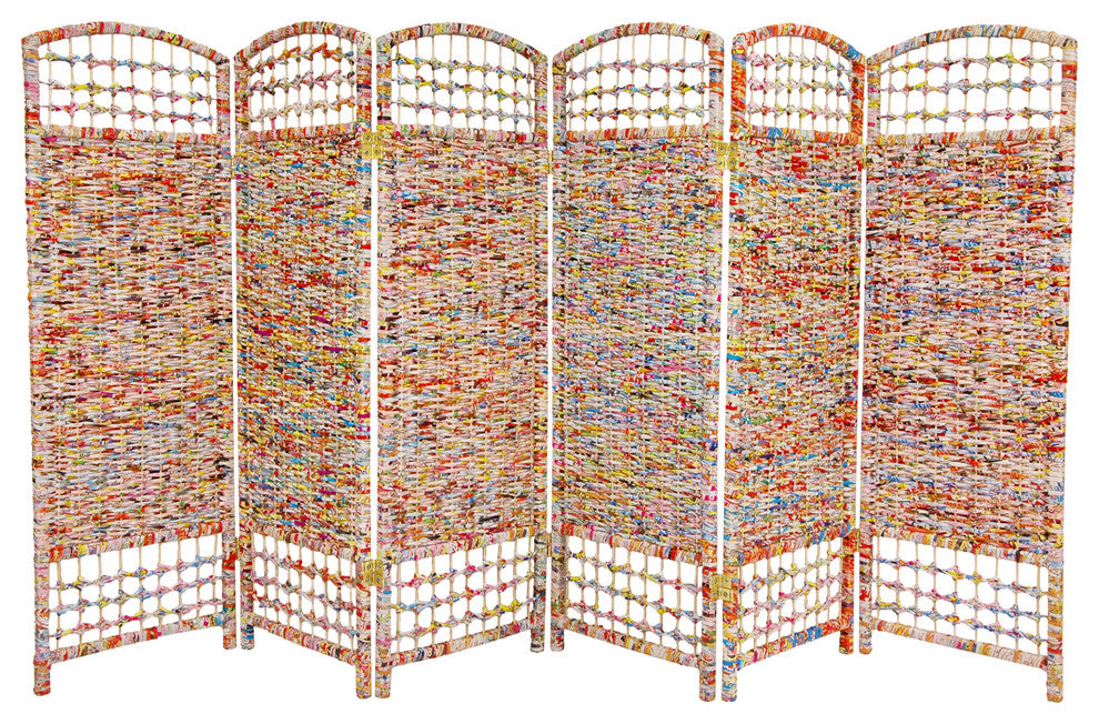 4' Tall Recycled Magazine Room Divider, 6 Panels