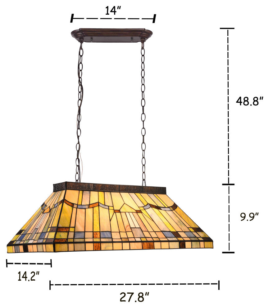 CHLOE Lighting Kinsey Tiffany Blackish Bronze 3-Light Mission Island Fixture