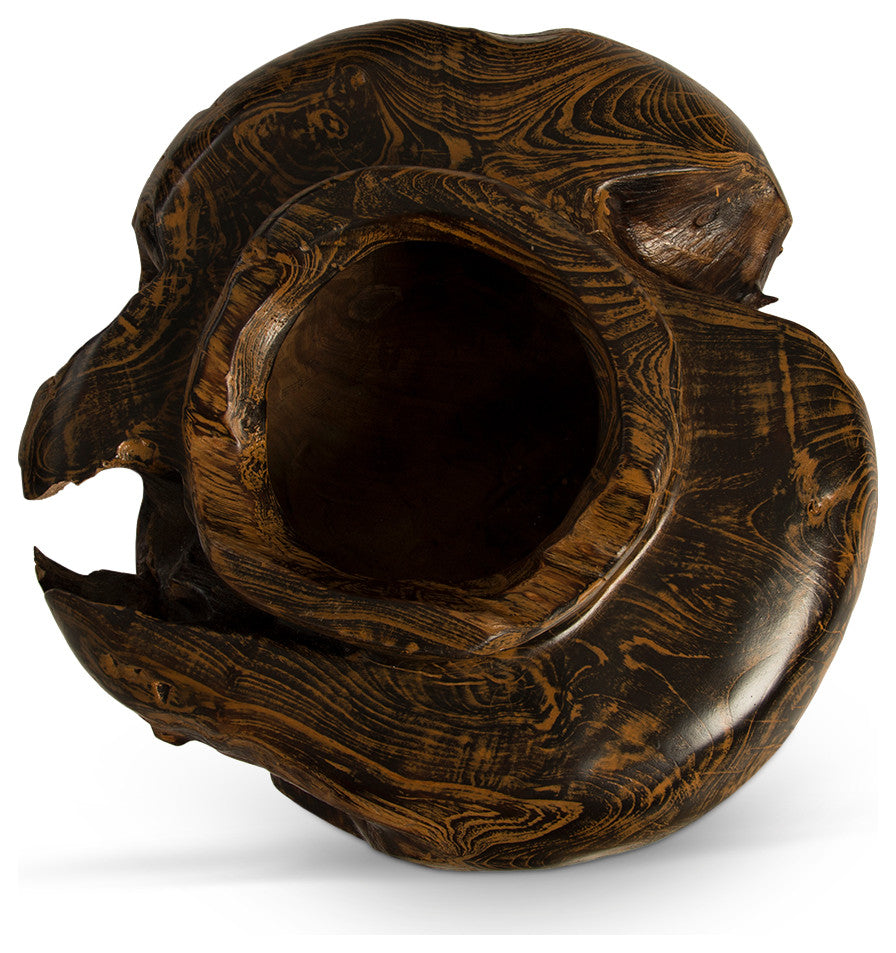 Teak Bowl, Black, Brown