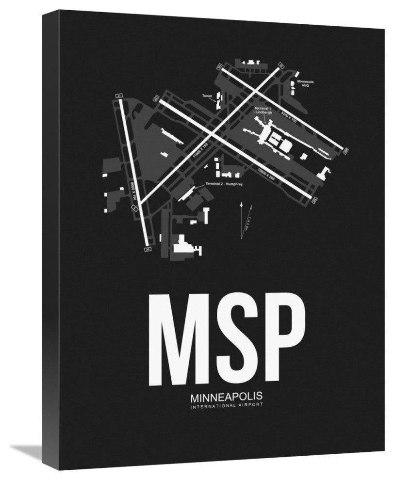 "MSP Minneapolis Airport Black" Fine Art Print
