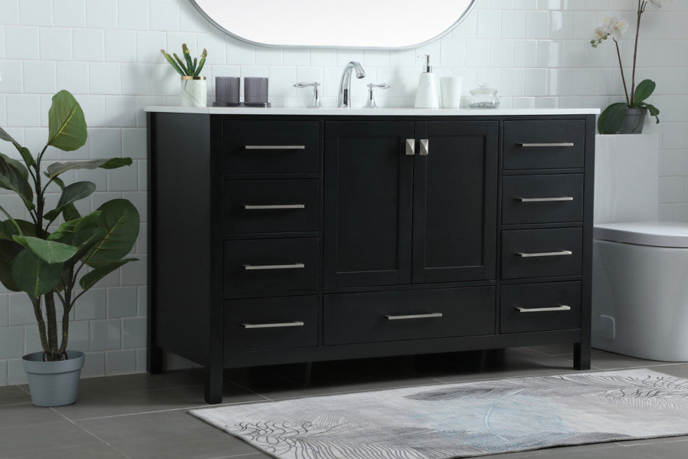 Isabel 54" SIngle Bathroom Vanity, Black