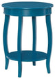 Bowery Hill Round Contemporary Wood End Table with Shelf in Blue