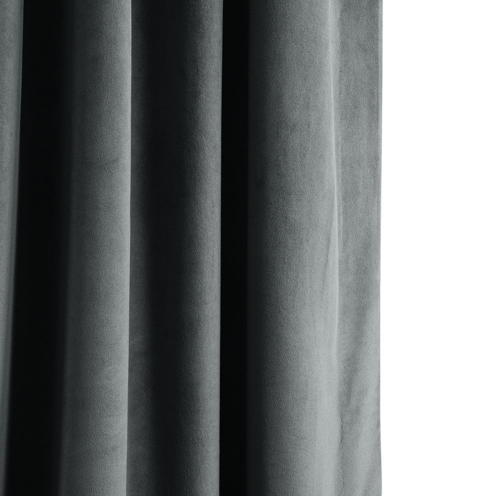 Signature Natural Gray Blackout Velvet Curtain Single Panel, 50"x108"