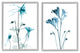 Beautiful Minimalist Blue Flower Plant Stem Photograph, 2pc, each 16 x 20