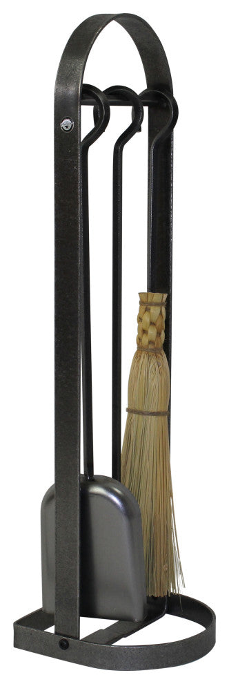 Handcrafted Arch Fireplace Tool Set includes Base & 3 Tools Hammered Steel