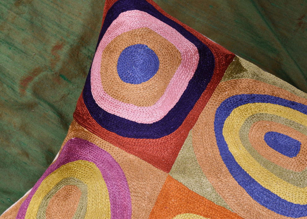 Lumbar Modern Throw Pillow Cover Quadrate Abstract Pillows Handmade Silk 14x20