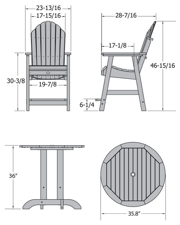 Hamilton 3-Piece Round Counter-Height Dining Set, Black