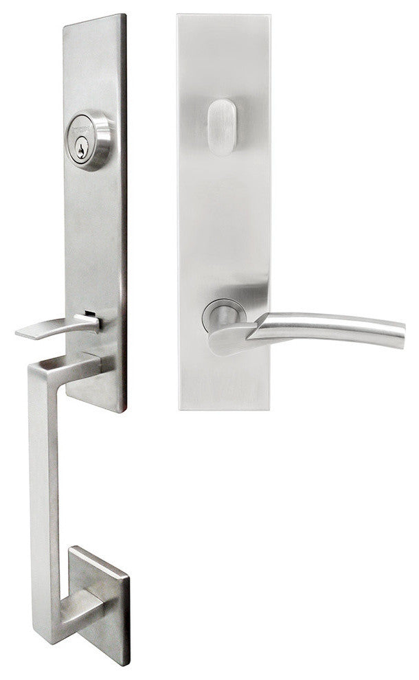 Phoenix Lever, Tubular Entry Handleset, Right Hand, Satin Stainless Steel