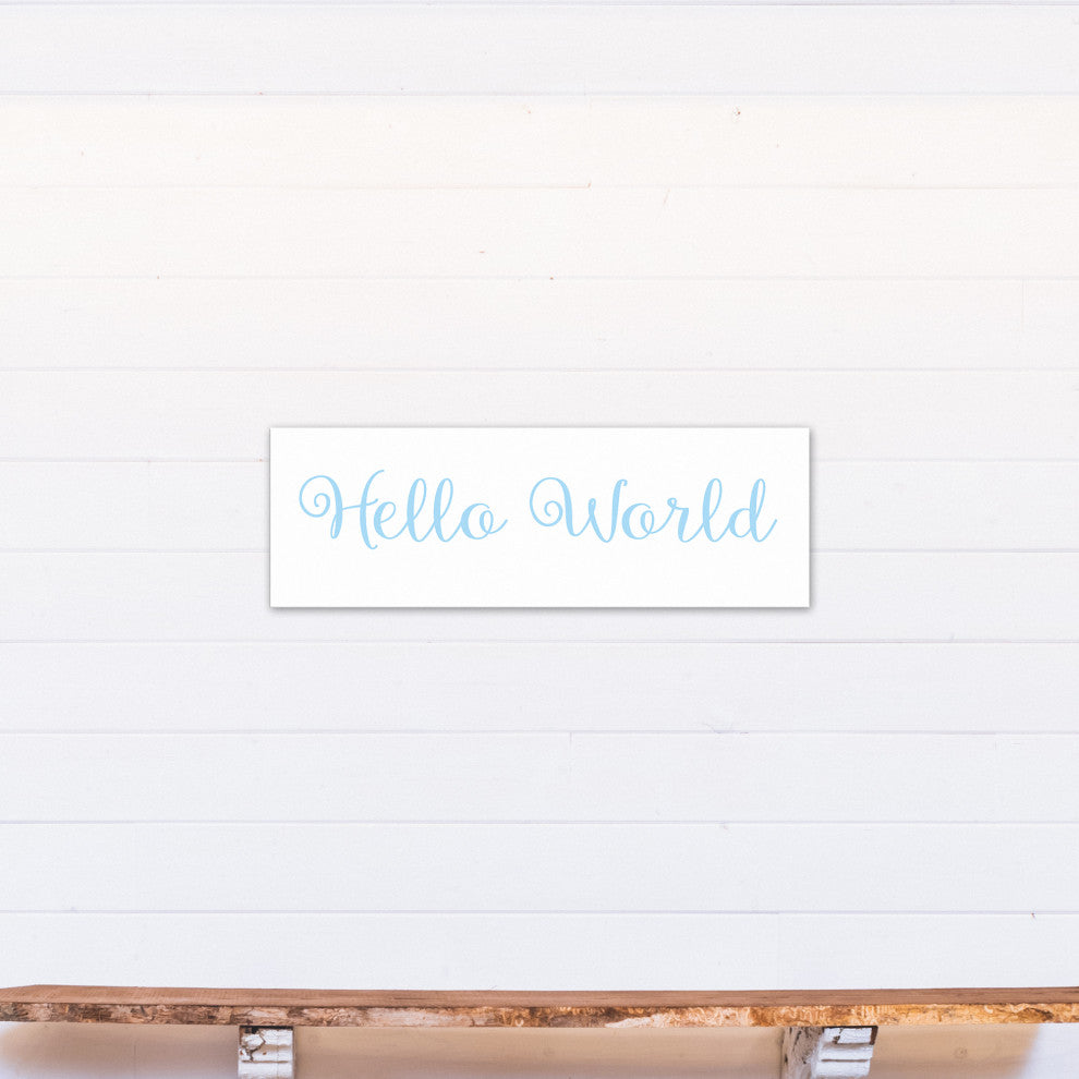 Hello World 12"x36" Canvas Wall Art, Blue
