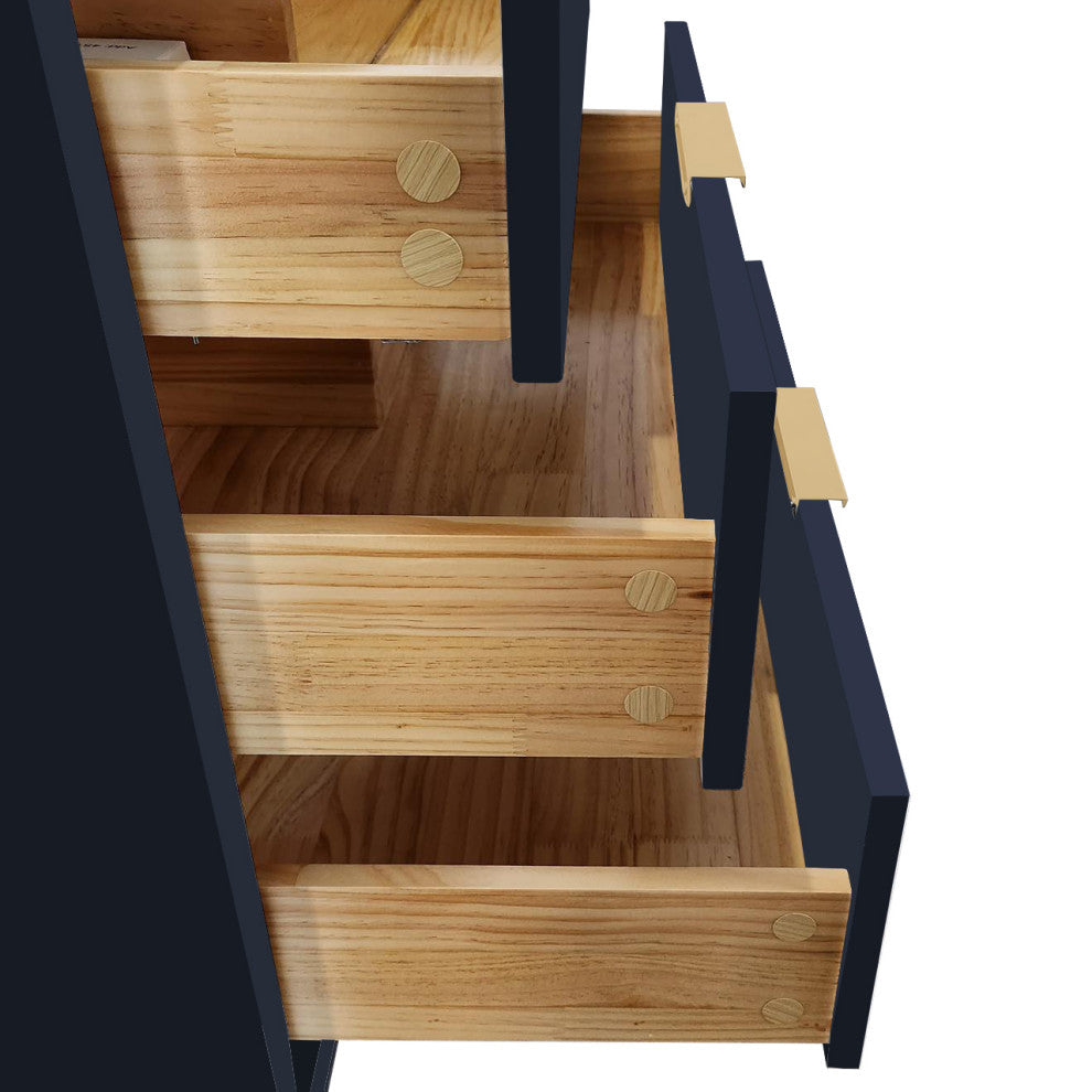 DIVANI 48" Vanity WithQuartz Counter Top, Gloss White, Navy Blue