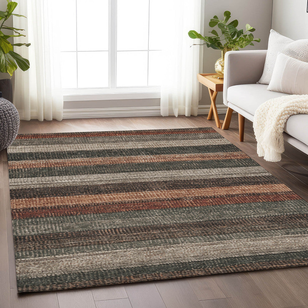 Machine Washable Indoor/Outdoor Chantille ACN1865 Orange 9' x 12' Rug