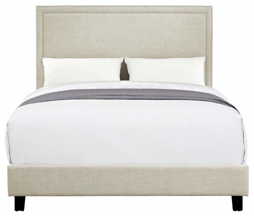 Picket House Furnishings Emery Upholstered Platform Bed, Natural, Queen