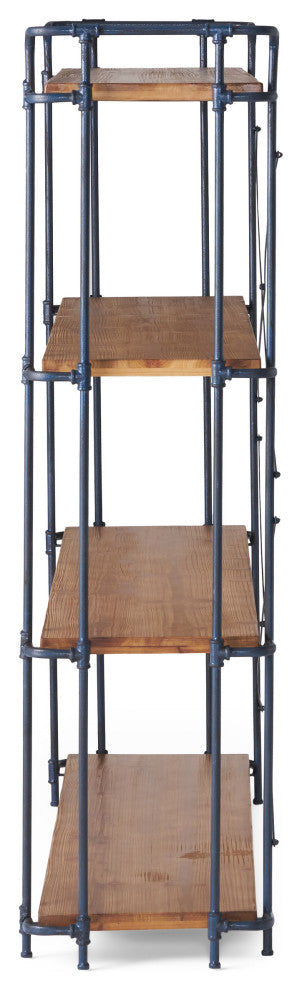 Mercia Industrial 4 Shelf Firwood Bookcase, Antique Brown