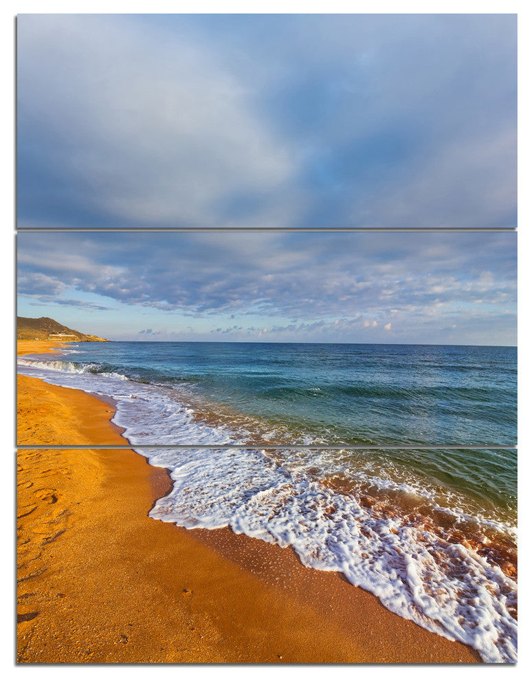 "Dark Beach Under Cloudy Skies" Beach Metal Wall Art, 3 Panels, 28"x36"