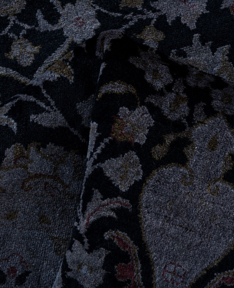 Overdyed One-of-a-Kind Hand-Knotted Area Rug Black, 2' 7" x 10' 6"
