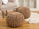 Jute Braided Decorative Pouf, Natural