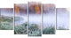 "Foggy Autumn Dawn Panorama" Landscape Print Wall Artwork, 5 Panels, 60"x32"