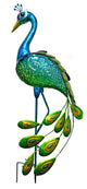 Double Sided Glass and Metal Solar Peacock Outdoor Garden Stake