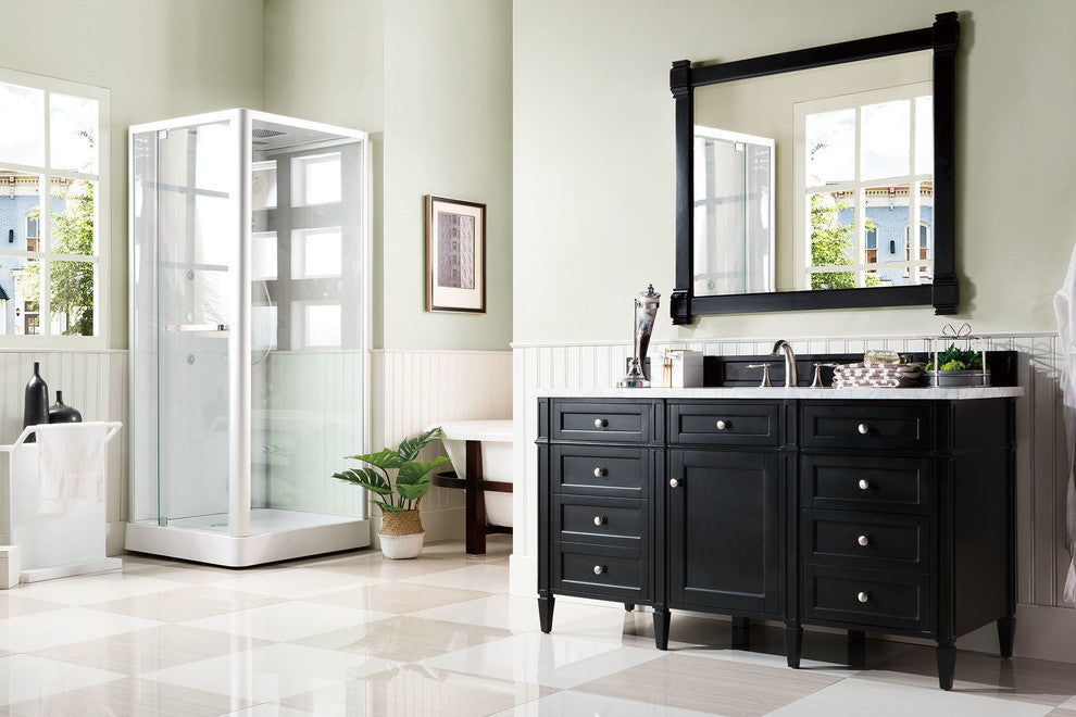 Brittany 60" Single Vanity, Black Onyx, No Top