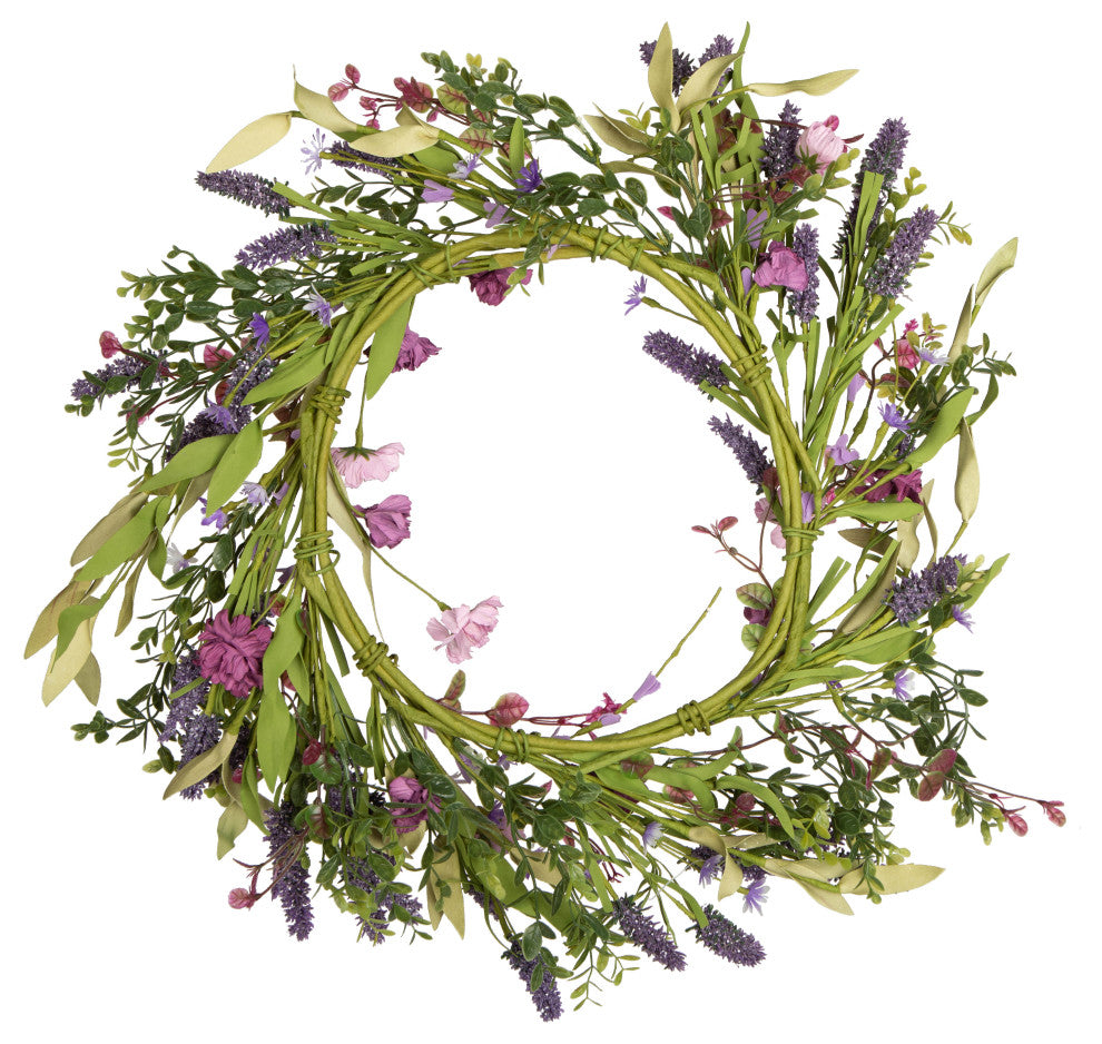 Vickerman 24" Artificial Purple Lilac Wild Flower Wreath