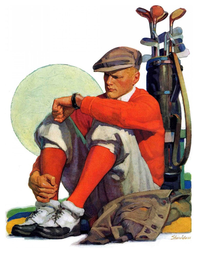 "Golfer Kept Waiting" Painting Print on Canvas by John E. Sheridan